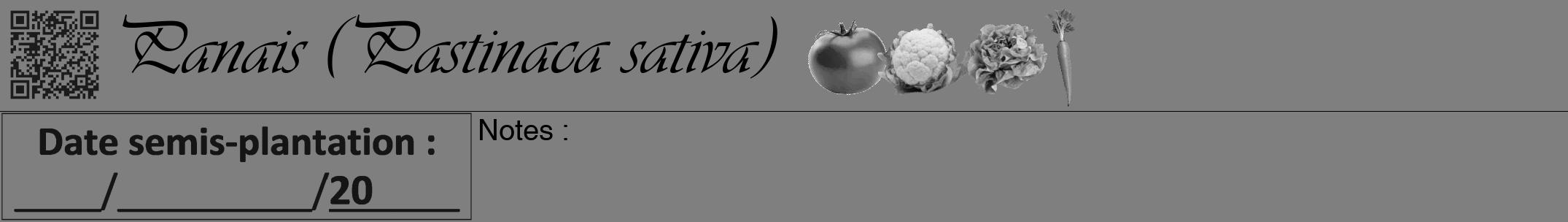 Étiquette de : Pastinaca sativa - format a - style noire31viv avec qrcode et comestibilité simplifiée