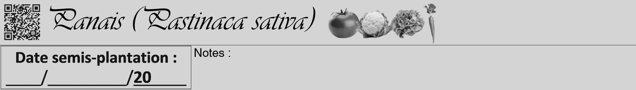 Étiquette de : Pastinaca sativa - format a - style noire40viv avec qrcode et comestibilité simplifiée