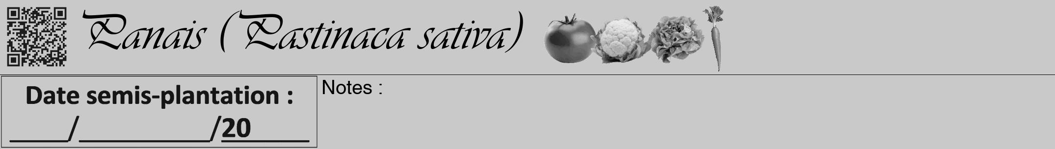 Étiquette de : Pastinaca sativa - format a - style noire54viv avec qrcode et comestibilité simplifiée