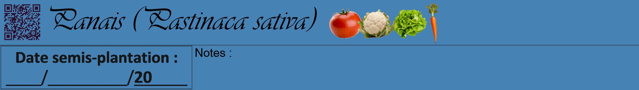 Étiquette de : Pastinaca sativa - format a - style noire5viv avec qrcode et comestibilité simplifiée