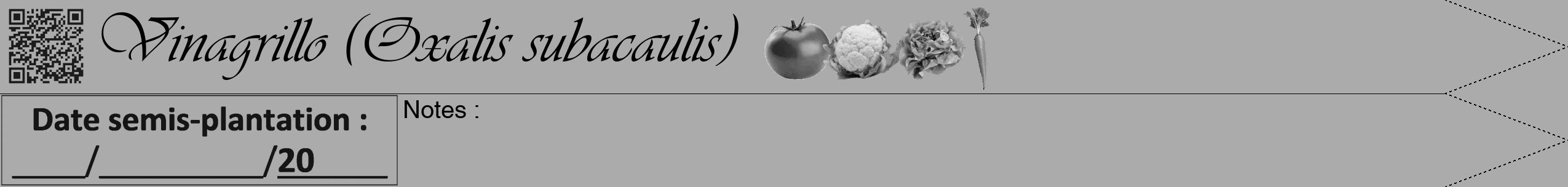 Étiquette de : Oxalis subacaulis - format b - style noire37simpleviv avec qrcode et comestibilité simplifiée