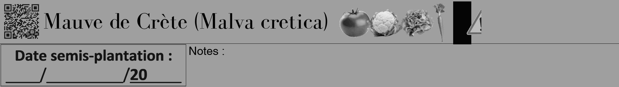 Étiquette de : Malva cretica - format a - style noire24bod avec qrcode et comestibilité simplifiée