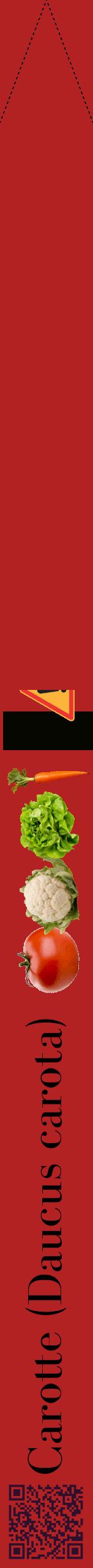 Étiquette de : Daucus carota - format b - style noire28bod avec qrcode et comestibilité simplifiée