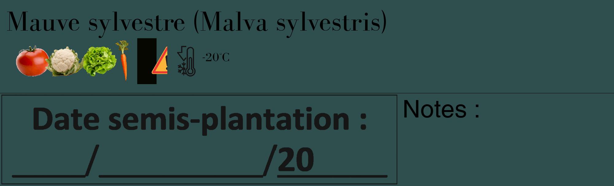 Étiquette de : Malva sylvestris - format c - style noire58_basique_basiquebod avec comestibilité simplifiée