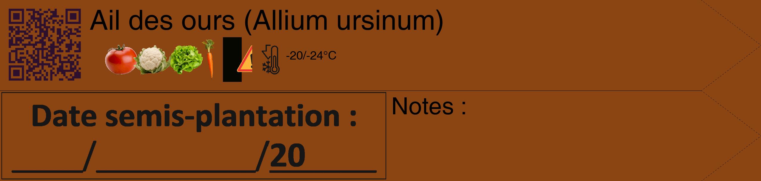 Étiquette de : Allium ursinum - format c - style noire30_simple_simplehel avec qrcode et comestibilité simplifiée