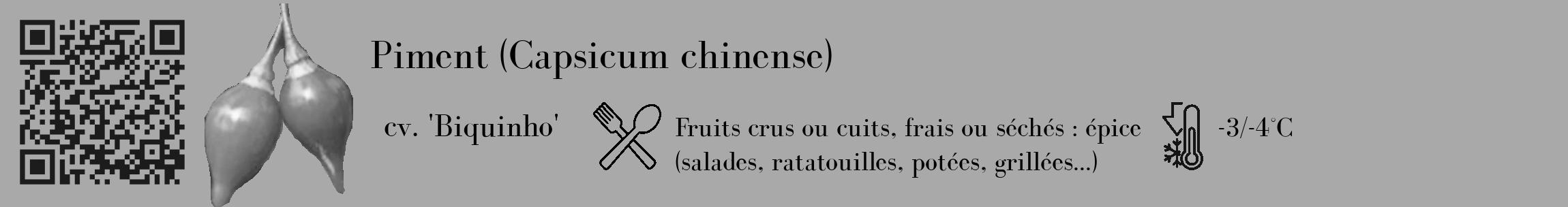 Étiquette de : Capsicum chinense cv. 'Biquinho' - format c - style noire13basique_basique_basiquebod avec qrcode et comestibilité simplifiée