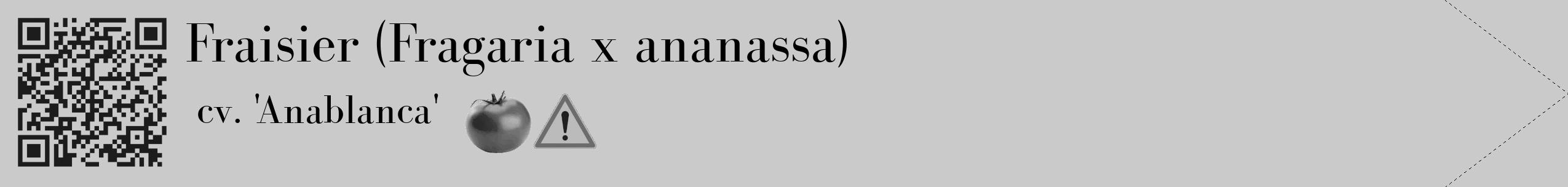 Étiquette de : Fragaria x ananassa cv. 'Anablanca' - format c - style noire21_simple_simplebod avec qrcode et comestibilité simplifiée