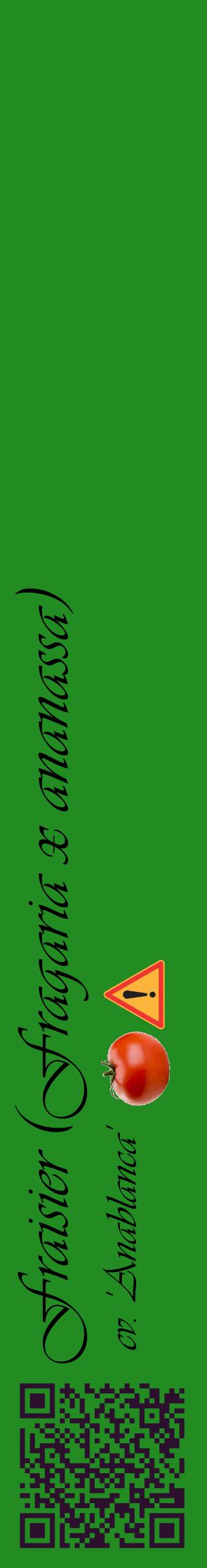 Étiquette de : Fragaria x ananassa cv. 'Anablanca' - format c - style noire10_basiqueviv avec qrcode et comestibilité simplifiée