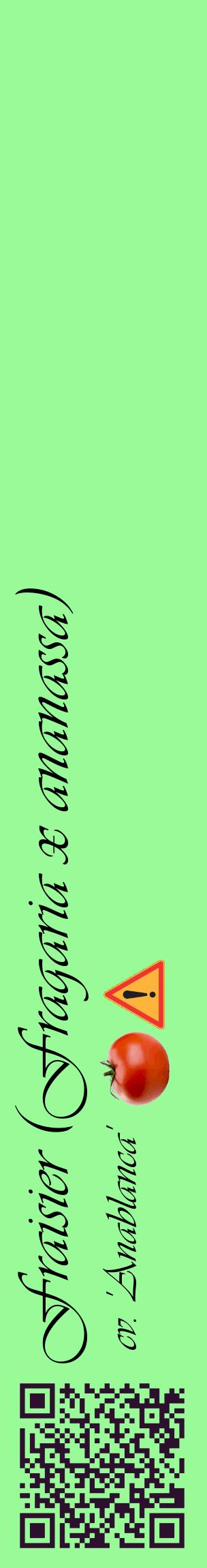 Étiquette de : Fragaria x ananassa cv. 'Anablanca' - format c - style noire14_basiqueviv avec qrcode et comestibilité simplifiée