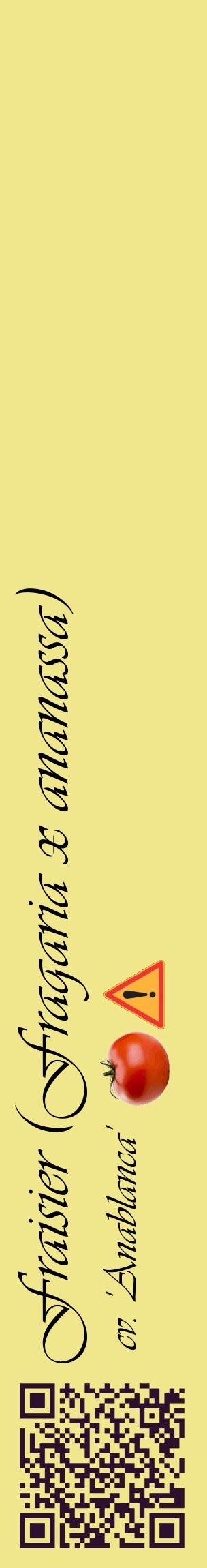 Étiquette de : Fragaria x ananassa cv. 'Anablanca' - format c - style noire20_basiqueviv avec qrcode et comestibilité simplifiée
