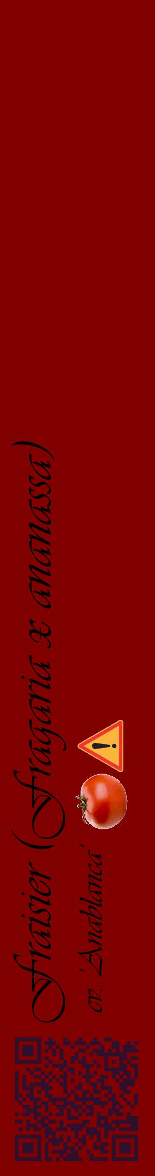 Étiquette de : Fragaria x ananassa cv. 'Anablanca' - format c - style noire29_basiqueviv avec qrcode et comestibilité simplifiée