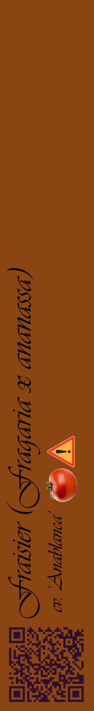 Étiquette de : Fragaria x ananassa cv. 'Anablanca' - format c - style noire30_basiqueviv avec qrcode et comestibilité simplifiée