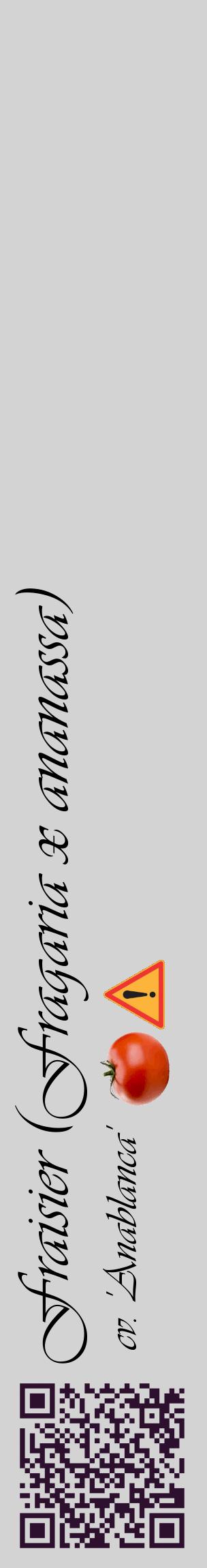 Étiquette de : Fragaria x ananassa cv. 'Anablanca' - format c - style noire56_basiqueviv avec qrcode et comestibilité simplifiée