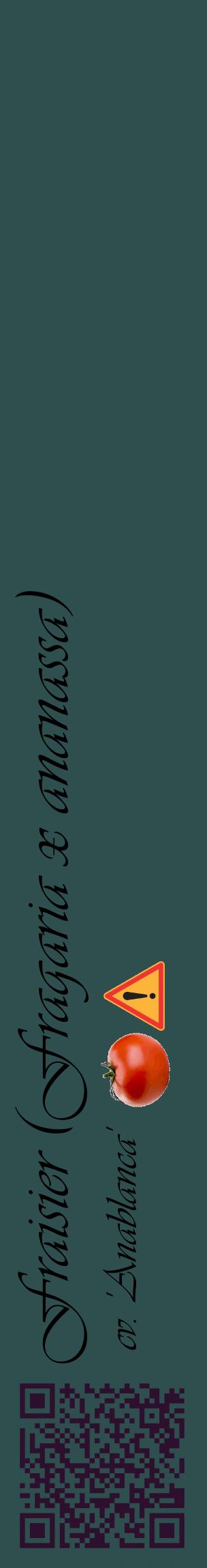 Étiquette de : Fragaria x ananassa cv. 'Anablanca' - format c - style noire58_basiqueviv avec qrcode et comestibilité simplifiée