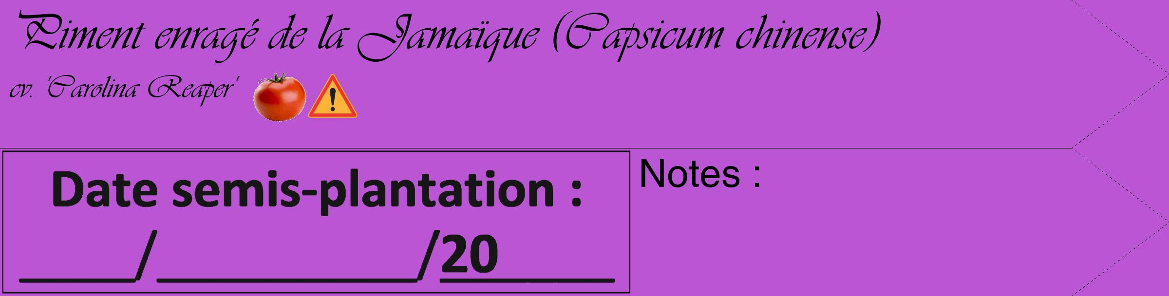 Étiquette de : Capsicum chinense cv. 'Carolina Reaper' - format c - style noire50_simple_simpleviv avec comestibilité simplifiée
