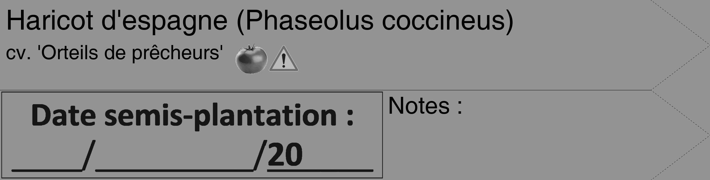 Étiquette de : Phaseolus coccineus cv. 'Orteils de prêcheurs' - format c - style noire44_simple_simplehel avec comestibilité simplifiée