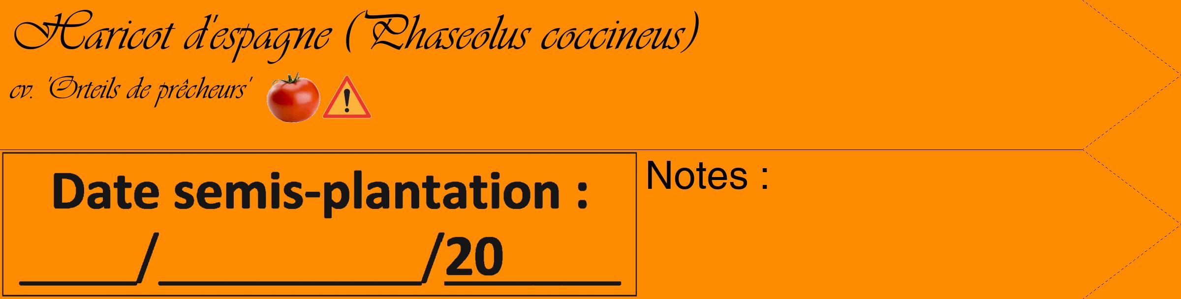 Étiquette de : Phaseolus coccineus cv. 'Orteils de prêcheurs' - format c - style noire23_simple_simpleviv avec comestibilité simplifiée