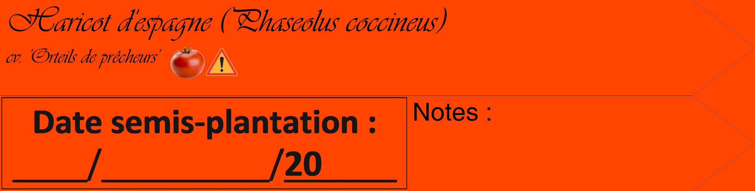 Étiquette de : Phaseolus coccineus cv. 'Orteils de prêcheurs' - format c - style noire26_simple_simpleviv avec comestibilité simplifiée