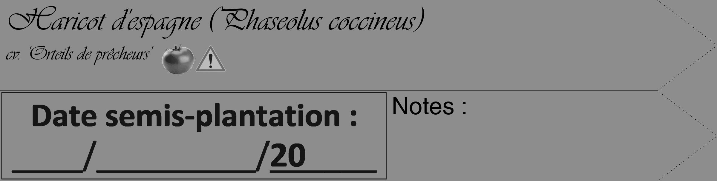 Étiquette de : Phaseolus coccineus cv. 'Orteils de prêcheurs' - format c - style noire2simple_basique_basiqueviv avec comestibilité simplifiée