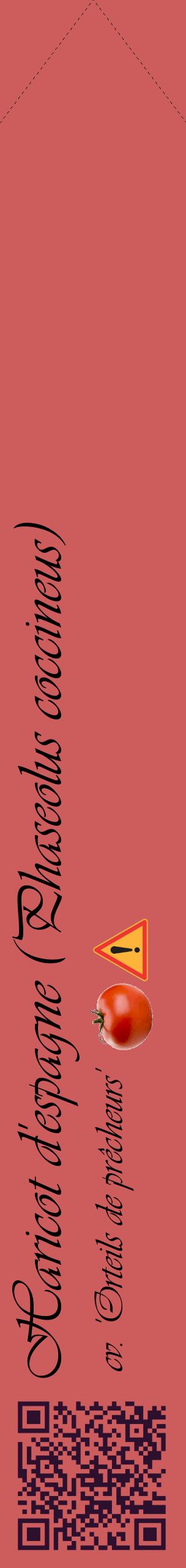 Étiquette de : Phaseolus coccineus cv. 'Orteils de prêcheurs' - format c - style noire35_simpleviv avec qrcode et comestibilité simplifiée