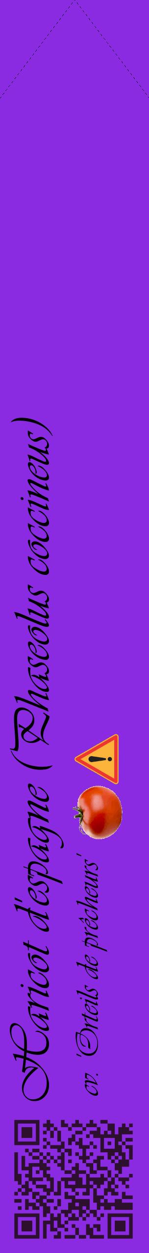 Étiquette de : Phaseolus coccineus cv. 'Orteils de prêcheurs' - format c - style noire49_simpleviv avec qrcode et comestibilité simplifiée
