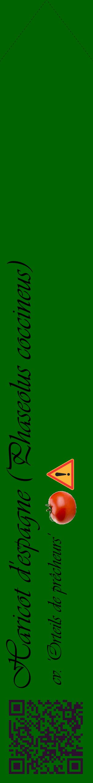 Étiquette de : Phaseolus coccineus cv. 'Orteils de prêcheurs' - format c - style noire8_simpleviv avec qrcode et comestibilité simplifiée