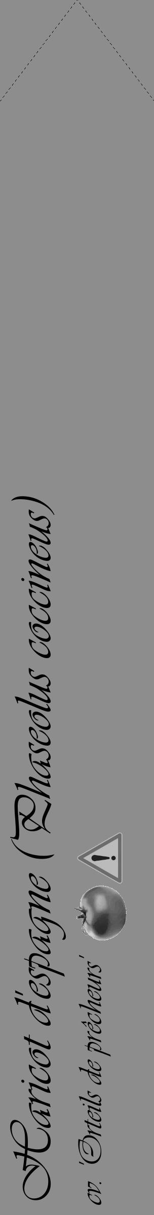 Étiquette de : Phaseolus coccineus cv. 'Orteils de prêcheurs' - format c - style noire2simple_basique_basiqueviv avec comestibilité simplifiée - position verticale