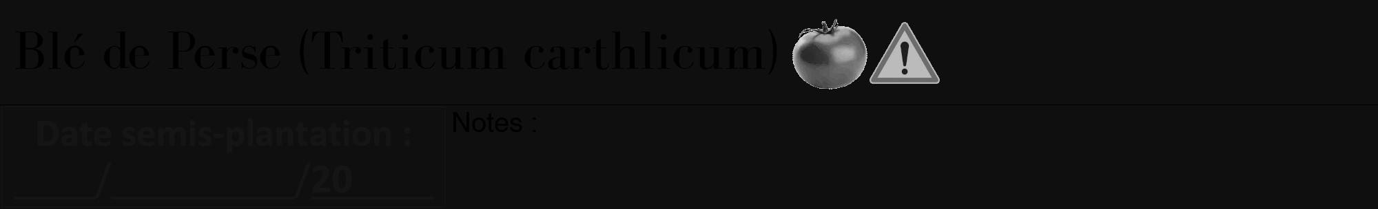 Étiquette de : Triticum carthlicum - format a - style noire7bod avec comestibilité simplifiée