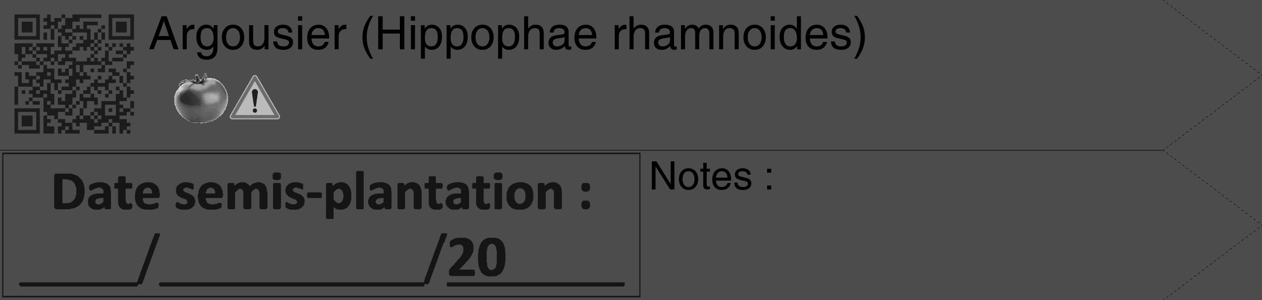 Étiquette de : Hippophae rhamnoides - format c - style noire27_simple_simplehel avec qrcode et comestibilité simplifiée