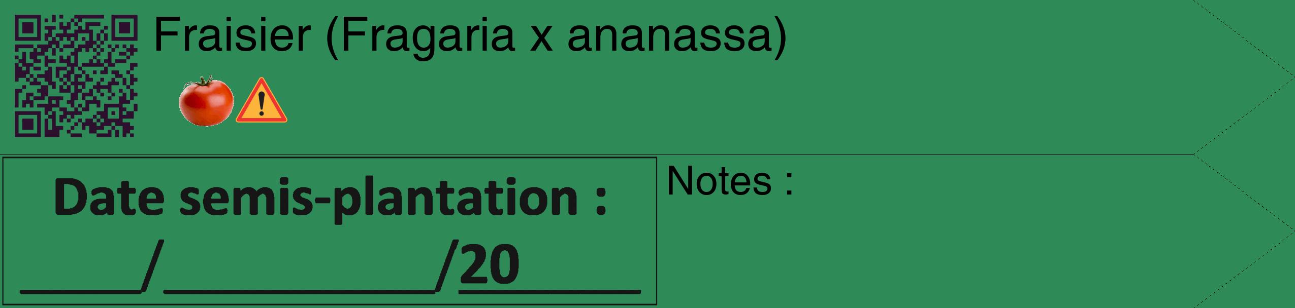 Étiquette de : Fragaria x ananassa - format c - style noire11_simple_simplehel avec qrcode et comestibilité simplifiée