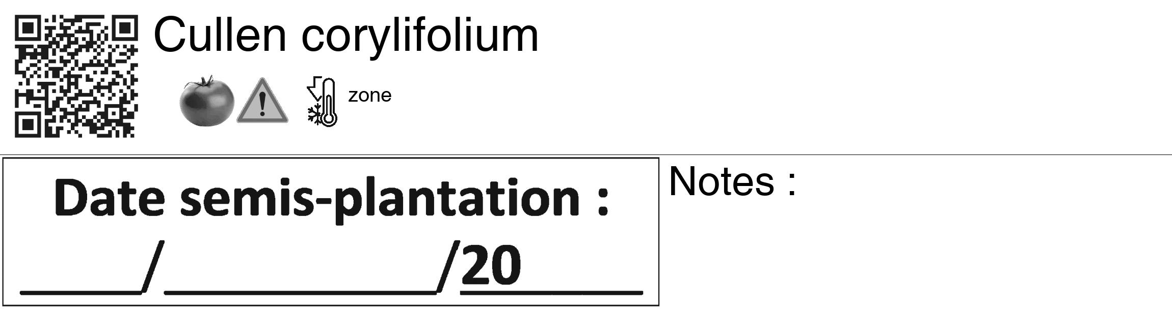 Étiquette de : Cullen corylifolium - format c - style noire60_basiquegrrvhel avec qrcode et comestibilité simplifiée