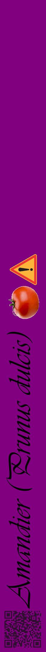 Étiquette de : Prunus dulcis - format a - style noire46viv avec qrcode et comestibilité simplifiée