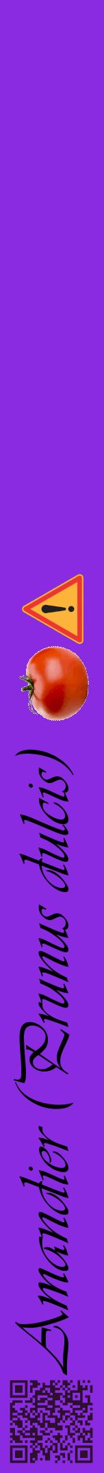 Étiquette de : Prunus dulcis - format a - style noire49viv avec qrcode et comestibilité simplifiée