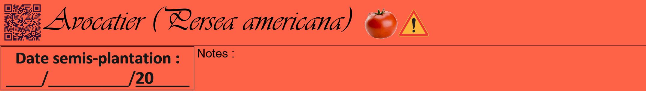 Étiquette de : Persea americana - format a - style noire25viv avec qrcode et comestibilité simplifiée