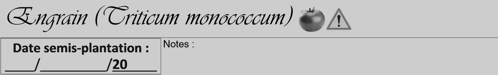 Étiquette de : Triticum monococcum - format a - style noire0viv avec comestibilité simplifiée
