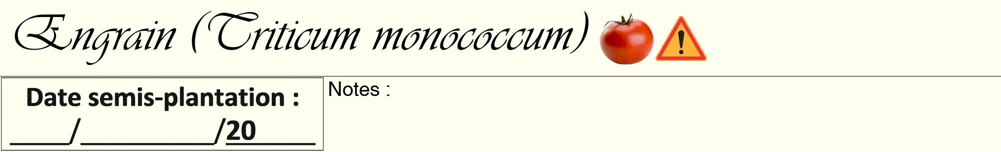 Étiquette de : Triticum monococcum - format a - style noire19viv avec comestibilité simplifiée