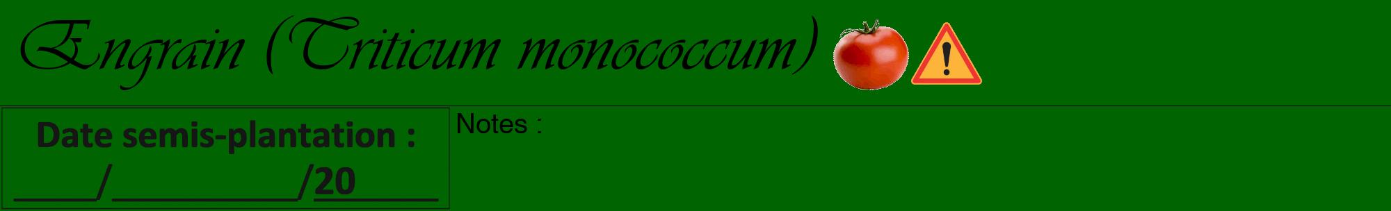 Étiquette de : Triticum monococcum - format a - style noire8viv avec comestibilité simplifiée