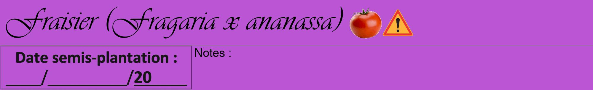 Étiquette de : Fragaria x ananassa - format a - style noire50viv avec comestibilité simplifiée