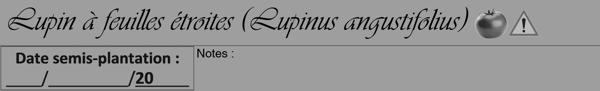 Étiquette de : Lupinus angustifolius - format a - style noire23viv avec comestibilité simplifiée