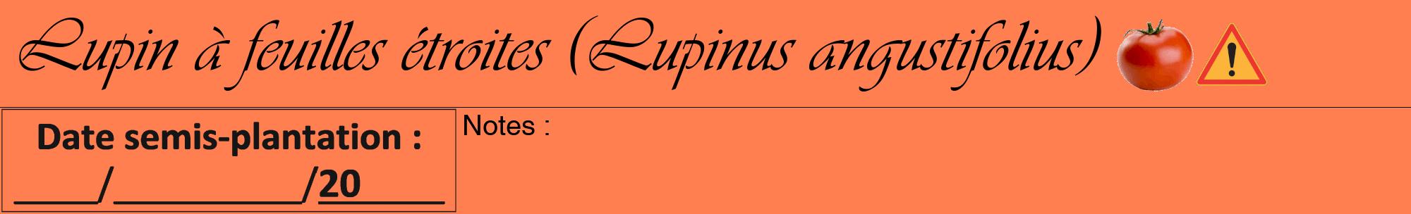 Étiquette de : Lupinus angustifolius - format a - style noire24viv avec comestibilité simplifiée