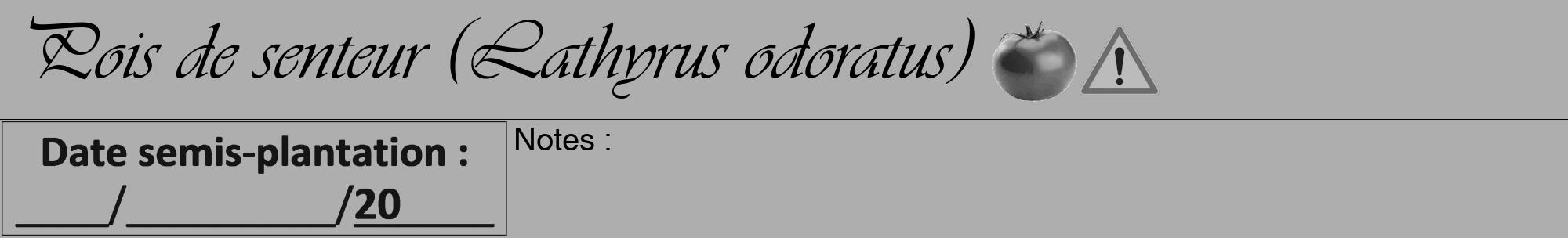 Étiquette de : Lathyrus odoratus - format a - style noire53viv avec comestibilité simplifiée