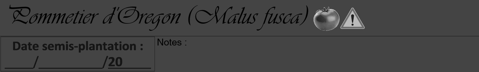 Étiquette de : Malus fusca - format a - style noire48viv avec comestibilité simplifiée