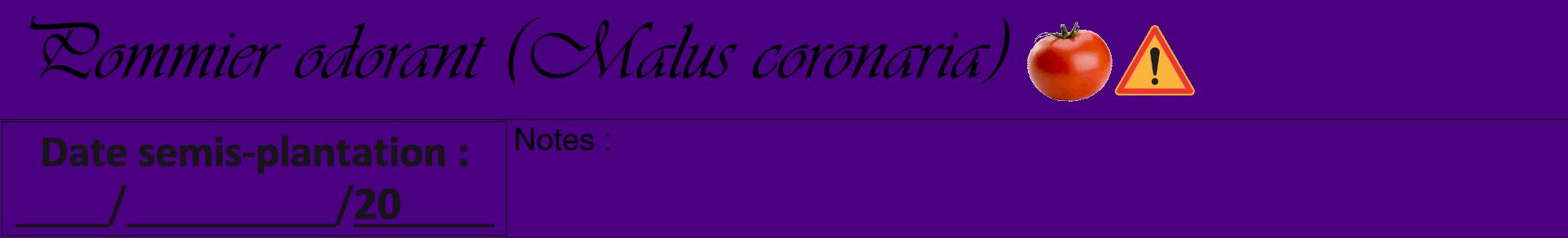Étiquette de : Malus coronaria - format a - style noire47viv avec comestibilité simplifiée
