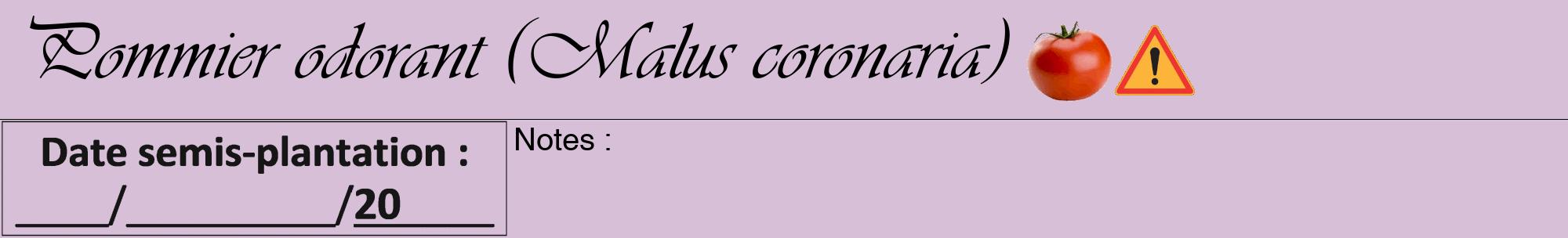 Étiquette de : Malus coronaria - format a - style noire54viv avec comestibilité simplifiée