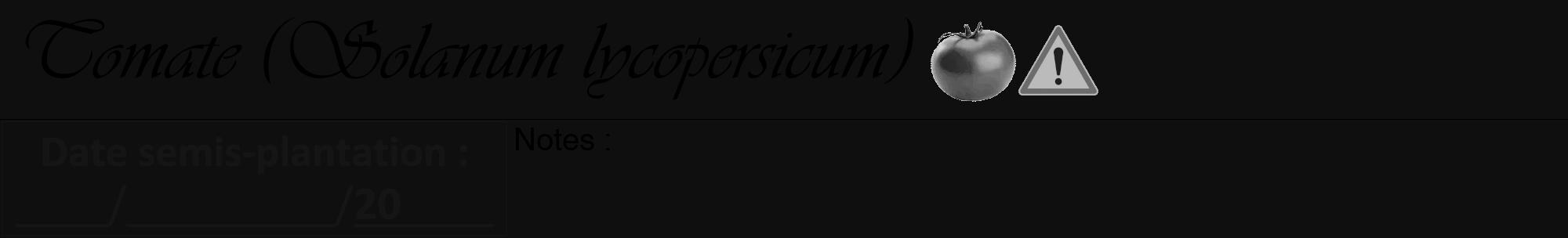 Étiquette de : Solanum lycopersicum - format a - style noire7basiqueviv avec comestibilité simplifiée