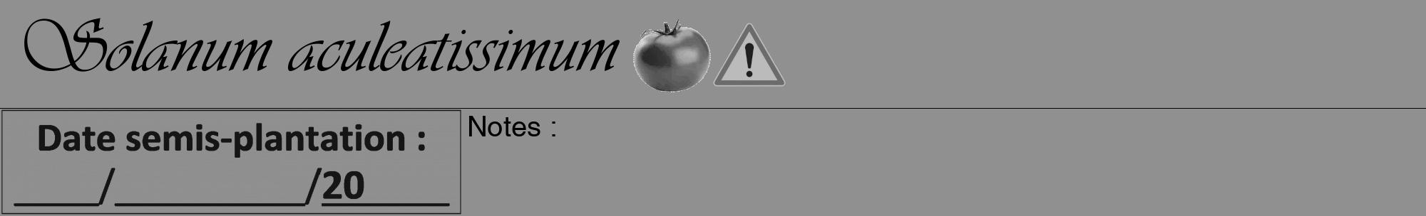 Étiquette de : Solanum aculeatissimum - format a - style noire4viv avec comestibilité simplifiée