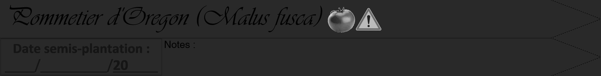 Étiquette de : Malus fusca - format b - style noire34viv avec comestibilité simplifiée