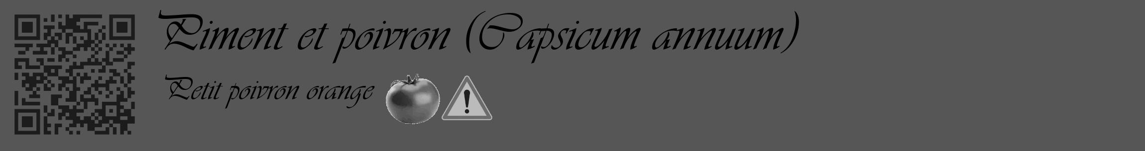 Étiquette de : Capsicum annuum Petit poivron orange - format c - style noire45_basique_basiqueviv avec qrcode et comestibilité simplifiée