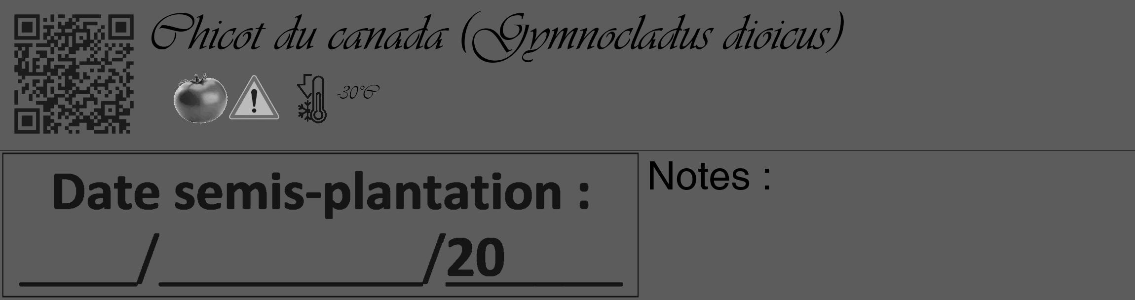 Étiquette de : Gymnocladus dioicus - format c - style noire49basique_basique_basiqueviv avec qrcode et comestibilité simplifiée
