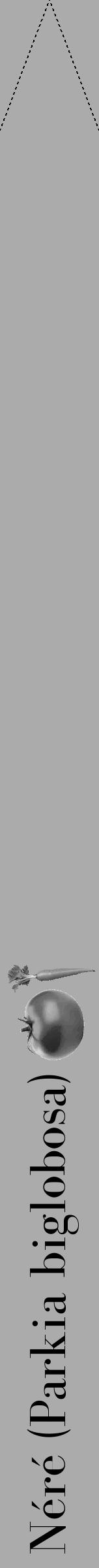 Étiquette de : Parkia biglobosa - format b - style noire37simplebod avec comestibilité simplifiée - position verticale